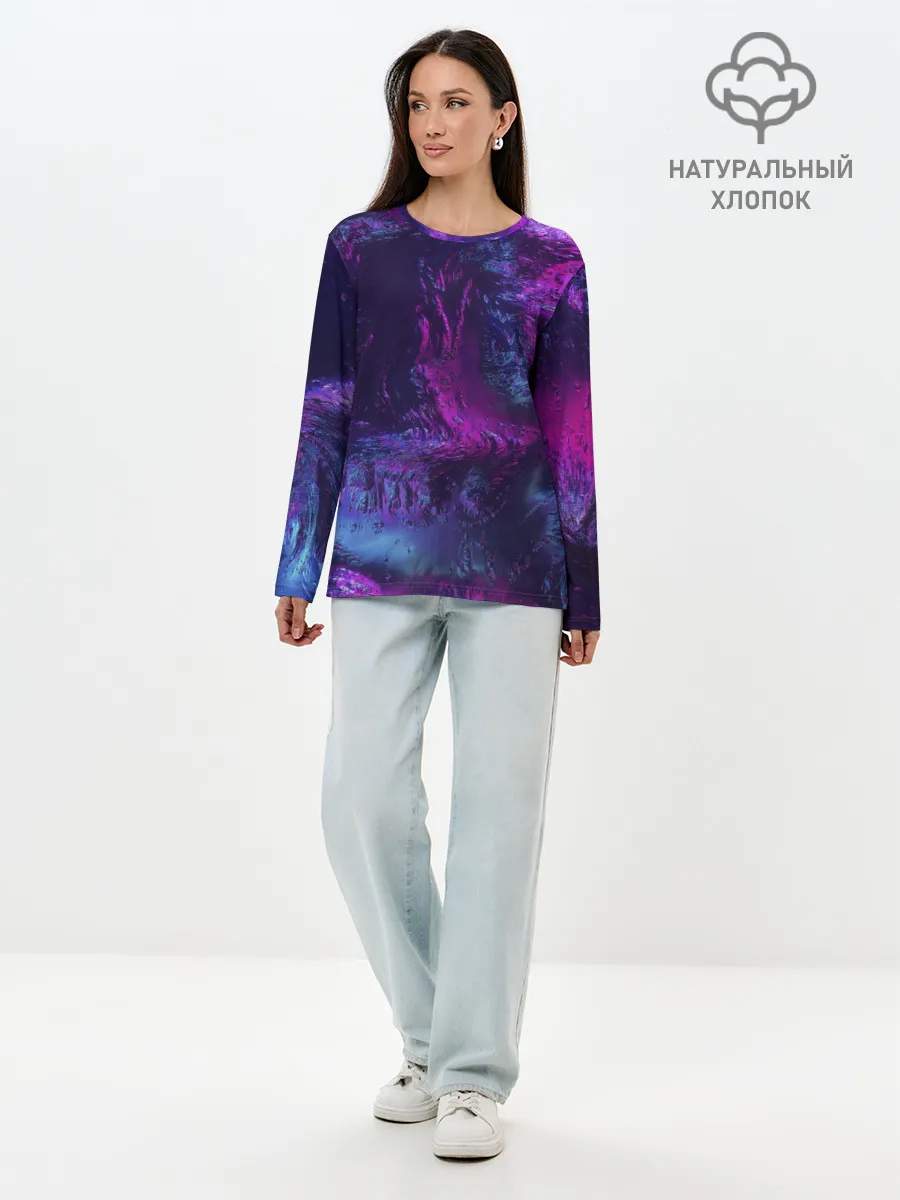 Лонгслив женский. Хлопок / Неон