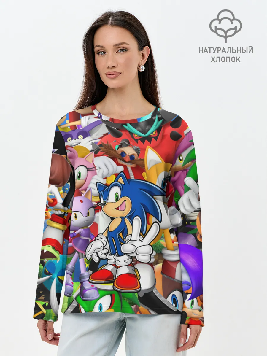 Лонгслив женский. Хлопок / Sonic ПЕРСОНАЖИ