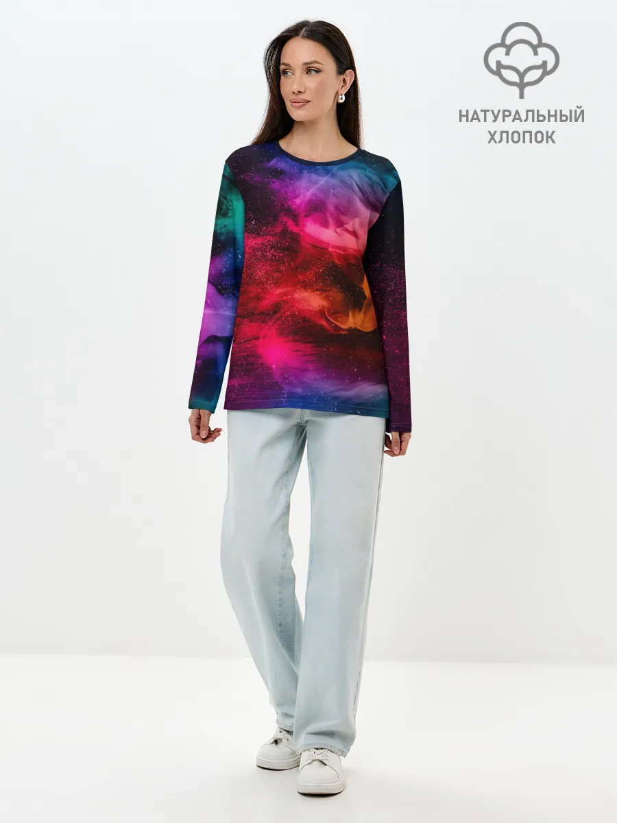 Лонгслив женский. Хлопок / ЦВЕТНОЙ ДЫМ