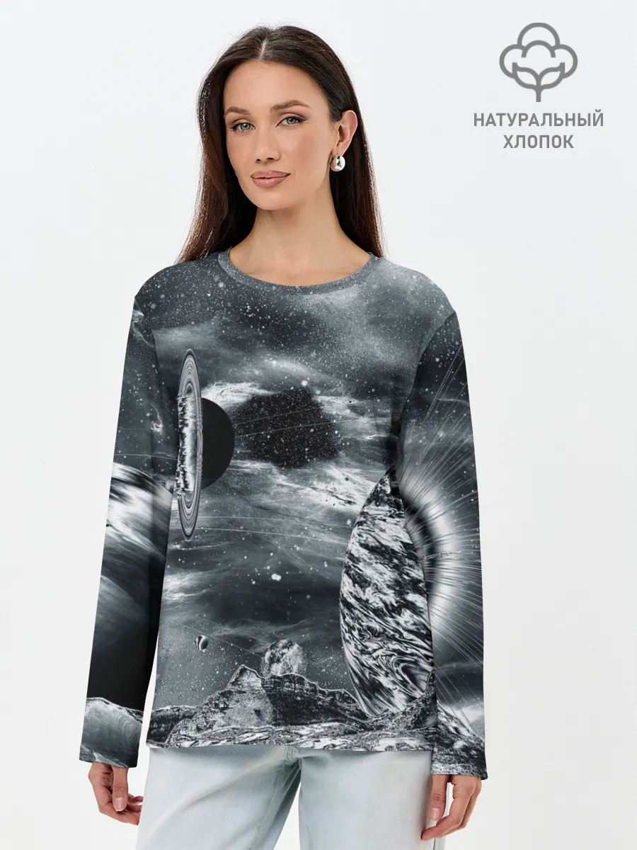 Лонгслив женский. Хлопок / Космос