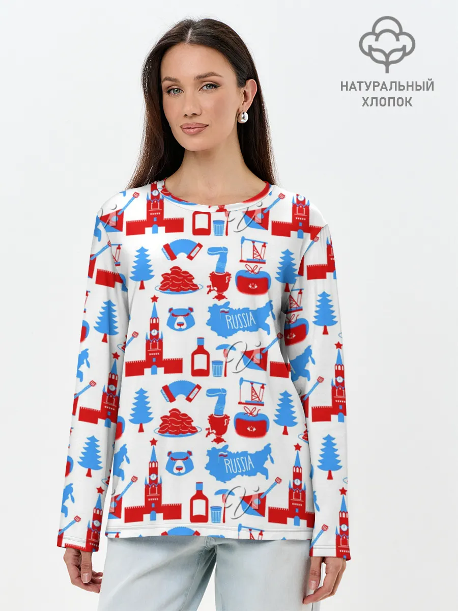 Лонгслив женский. Хлопок / РОССИЯ УЗОР