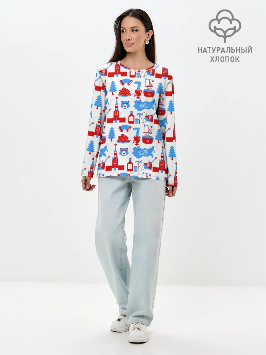 Лонгслив женский. Хлопок / РОССИЯ УЗОР