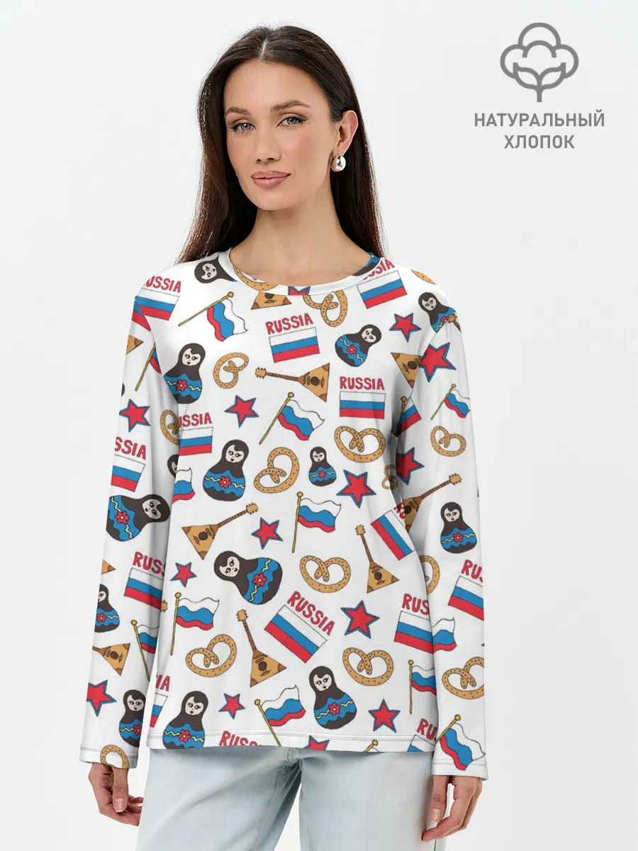 Лонгслив женский. Хлопок / РОССИЯ УЗОР