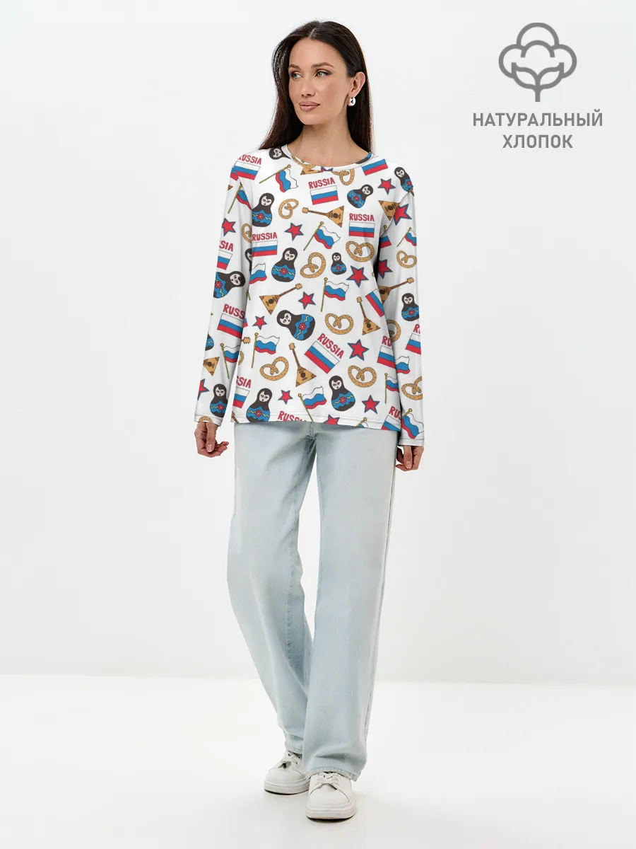 Лонгслив женский. Хлопок / РОССИЯ УЗОР