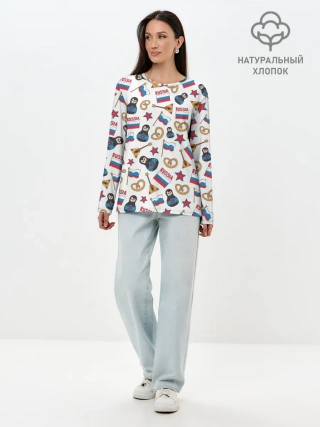 Лонгслив женский. Хлопок / РОССИЯ УЗОР