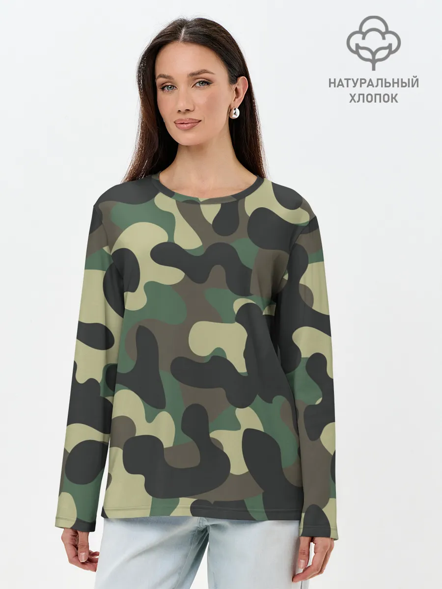 Лонгслив женский. Хлопок / КАМУФЛЯЖ