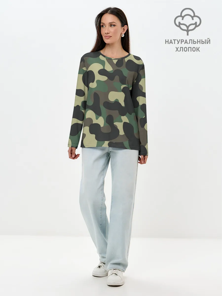 Лонгслив женский. Хлопок / КАМУФЛЯЖ
