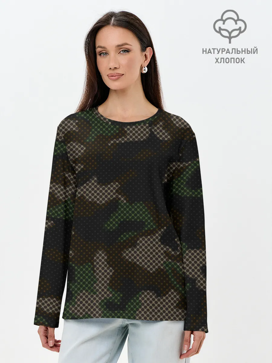 Лонгслив женский. Хлопок / КАМУФЛЯЖ