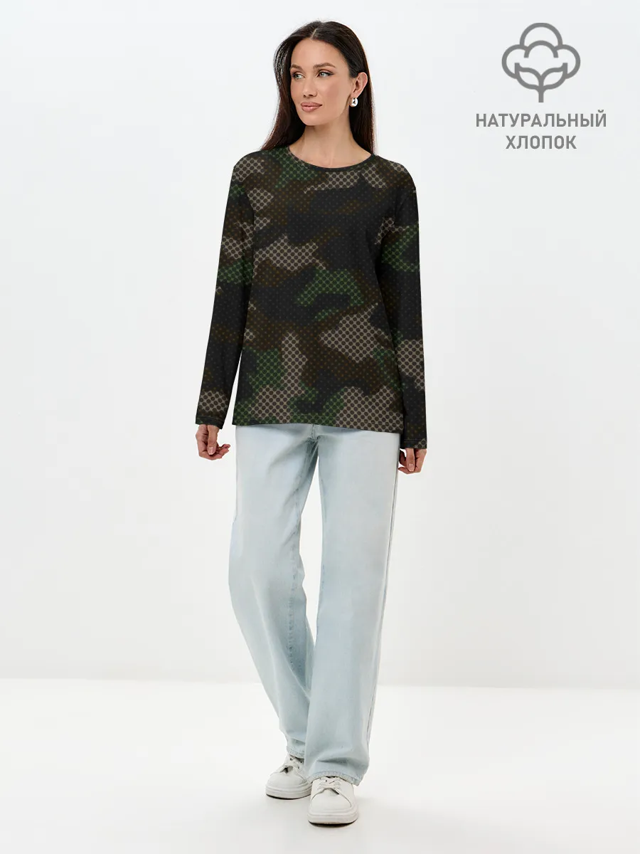 Лонгслив женский. Хлопок / КАМУФЛЯЖ