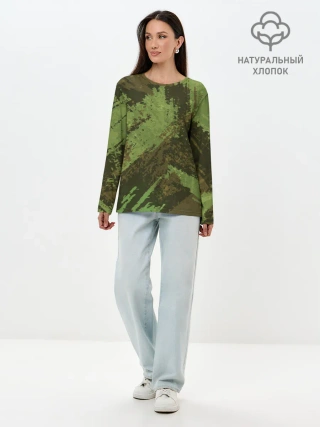 Лонгслив женский. Хлопок / КАМУФЛЯЖ BROWN