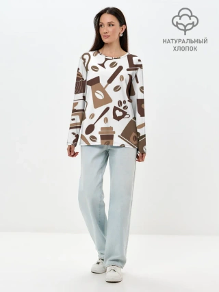 Лонгслив женский. Хлопок / coffee