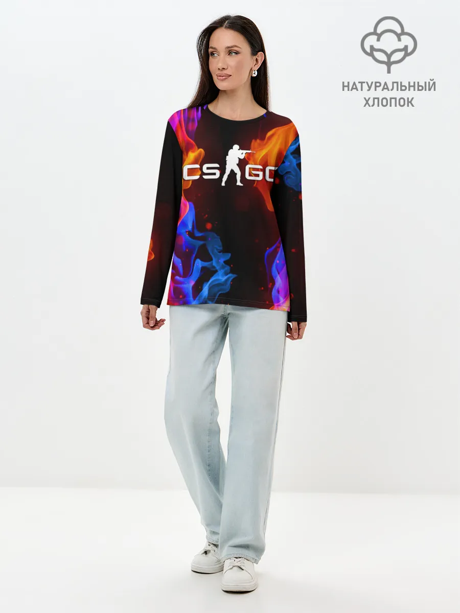 Лонгслив женский. Хлопок / CS:GO FIRE