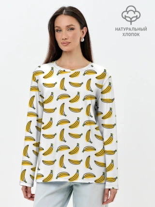 Лонгслив женский. Хлопок / Бананы