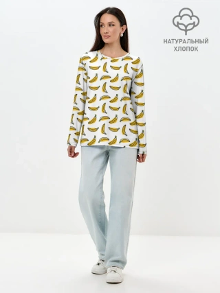 Лонгслив женский. Хлопок / Бананы