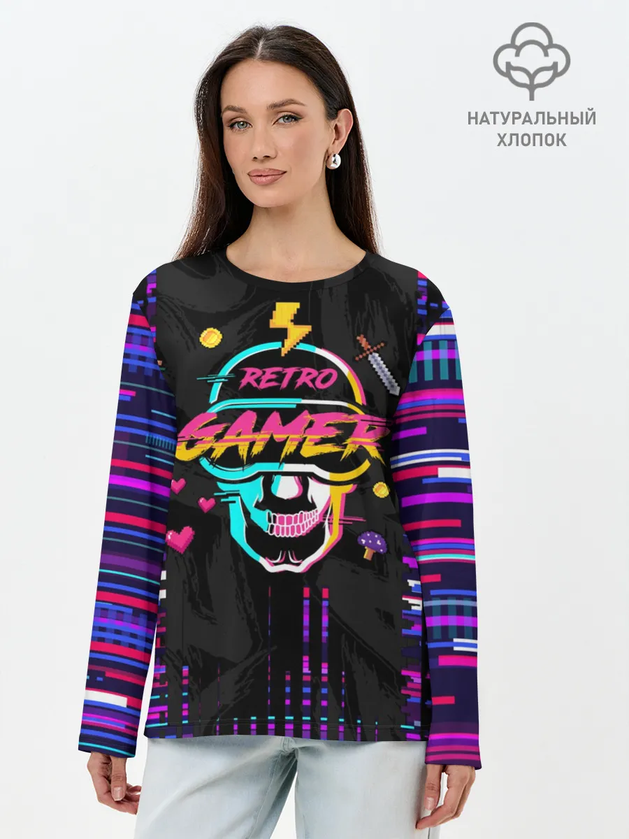 Лонгслив женский. Хлопок / RETROGAMER3D47
