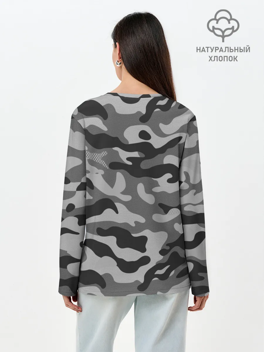 Лонгслив женский. Хлопок / КАМУФЛЯЖ GRAY