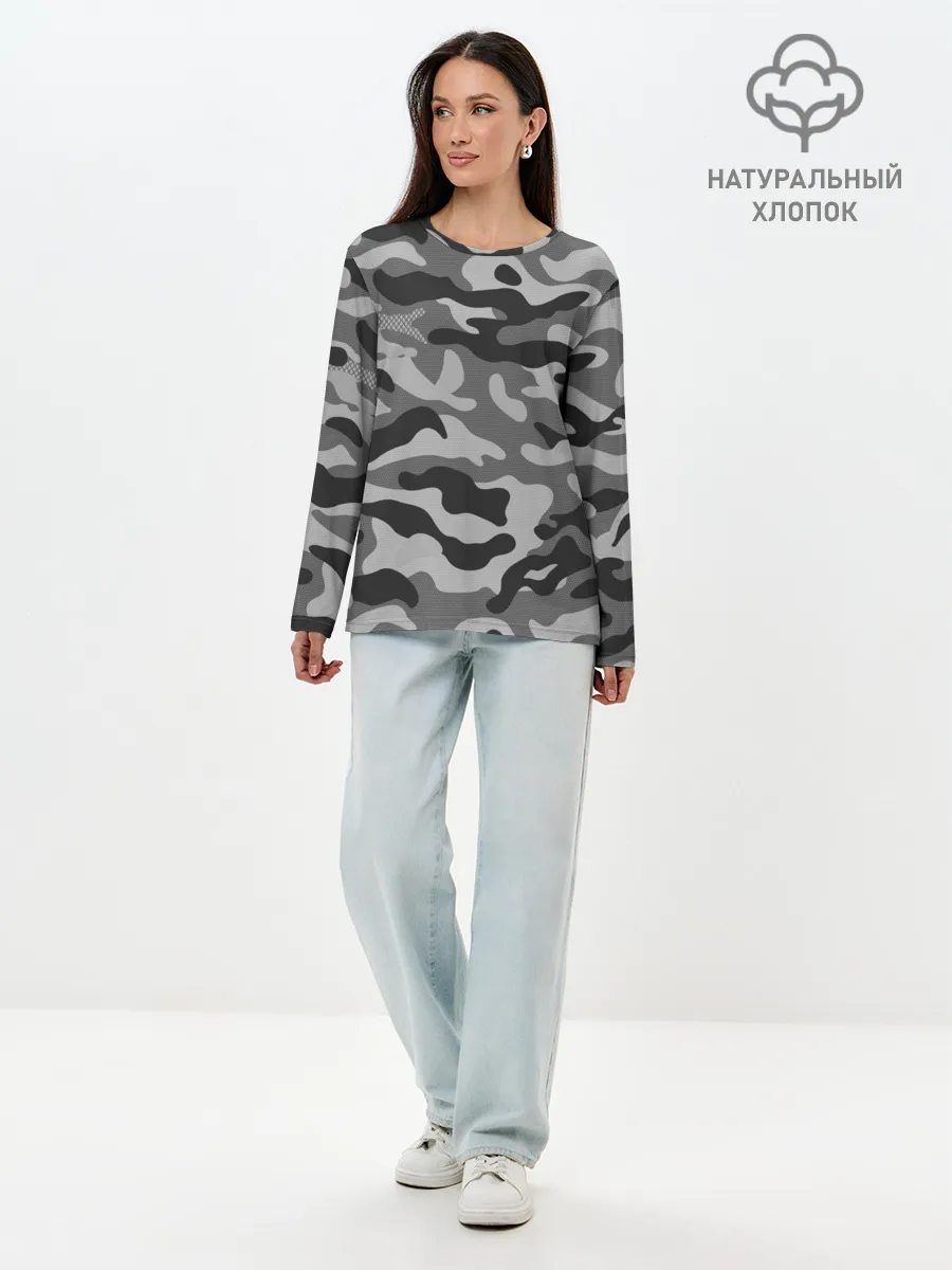 Лонгслив женский. Хлопок / КАМУФЛЯЖ GRAY