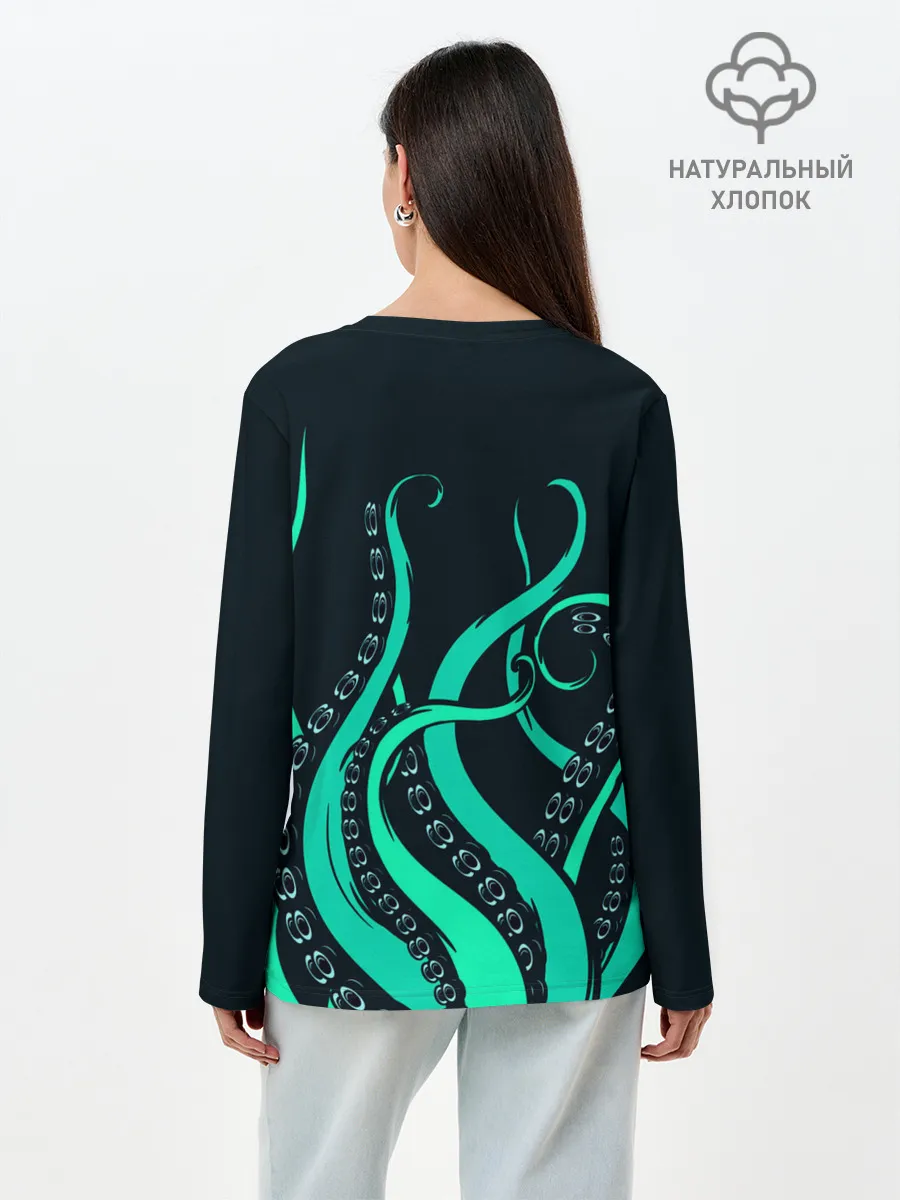 Лонгслив женский. Хлопок / Щупальца осьминога