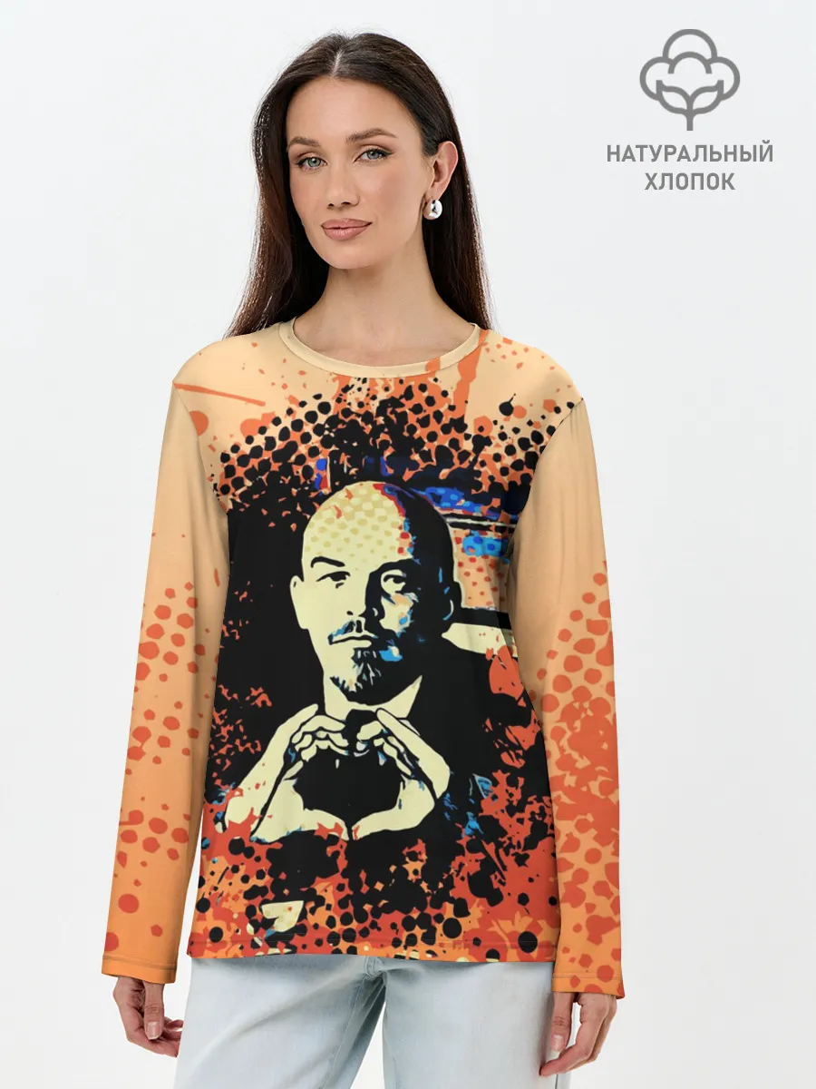 Лонгслив женский. Хлопок / Ленин