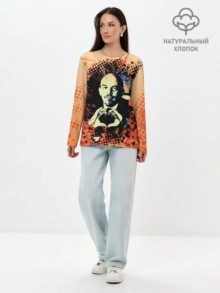Лонгслив женский. Хлопок / Ленин