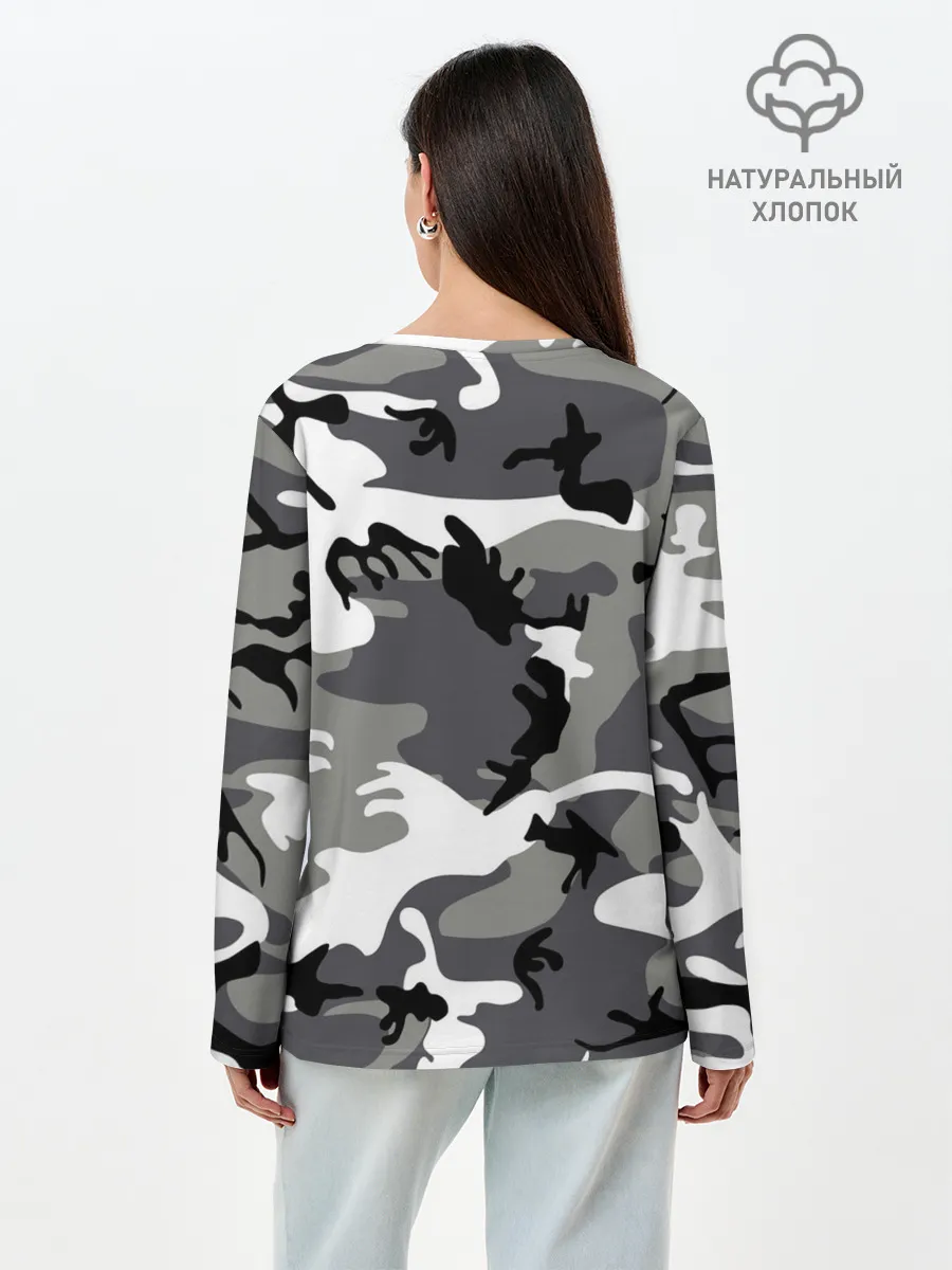 Лонгслив женский. Хлопок / Автомобильные войска камуфляж