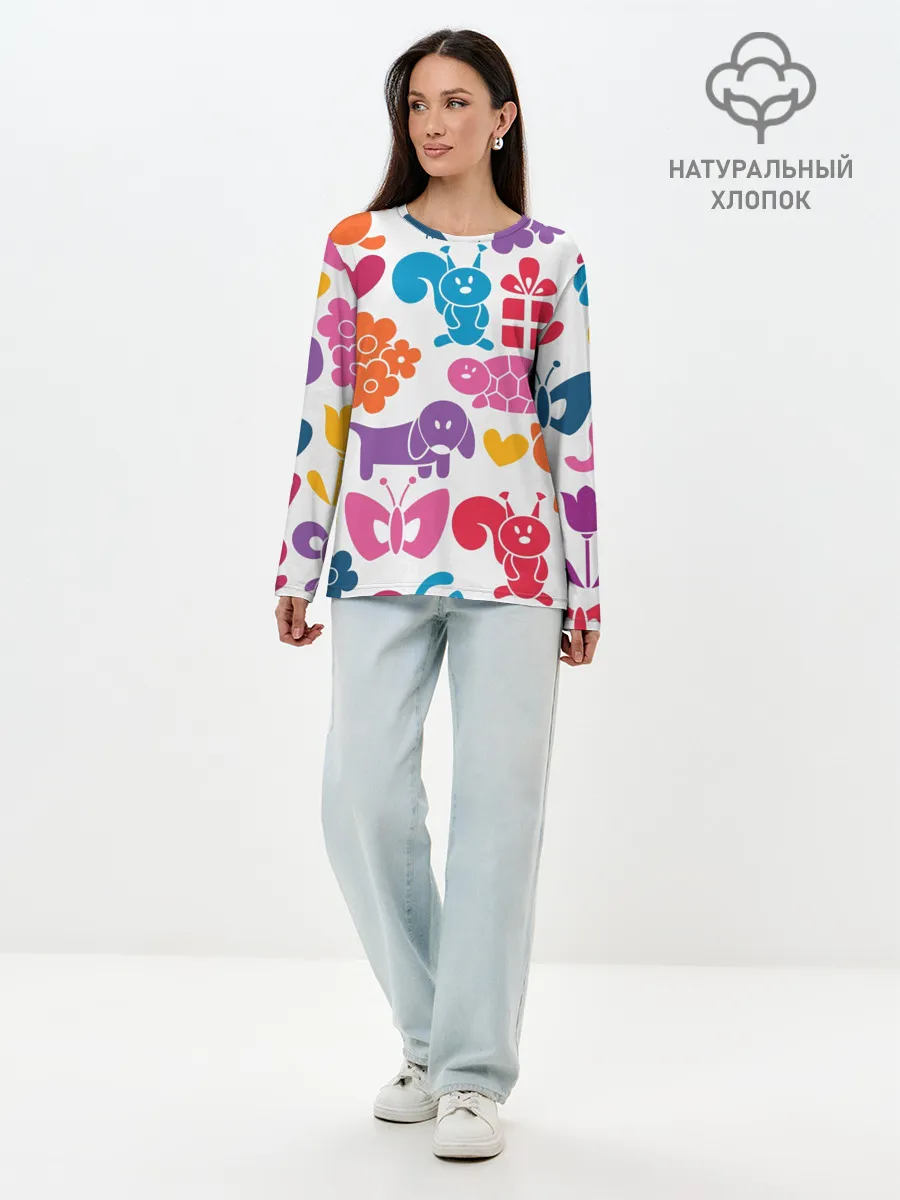Лонгслив женский. Хлопок / Звери, детская