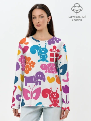 Лонгслив женский. Хлопок / Звери, детская