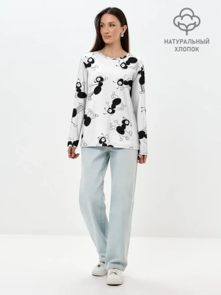 Лонгслив женский. Хлопок / Муравьи