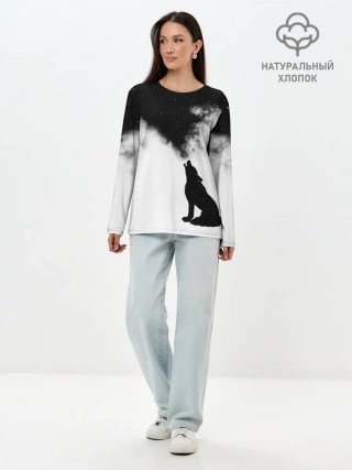 Лонгслив женский. Хлопок / Galaxy wolf