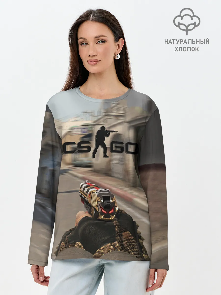 Лонгслив женский. Хлопок / CS:GO - Ominous Look | Зловещий взгляд