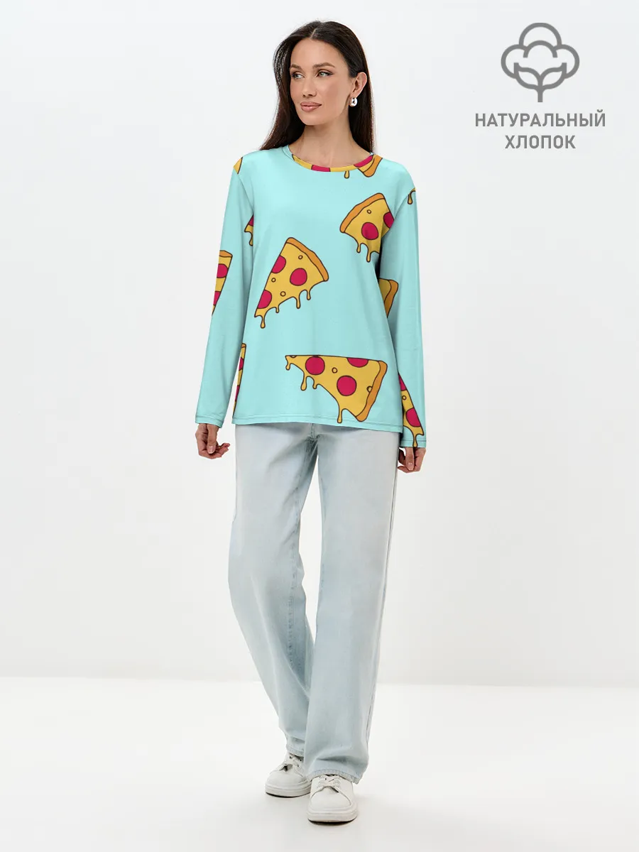 Лонгслив женский. Хлопок / Ароматная пицца