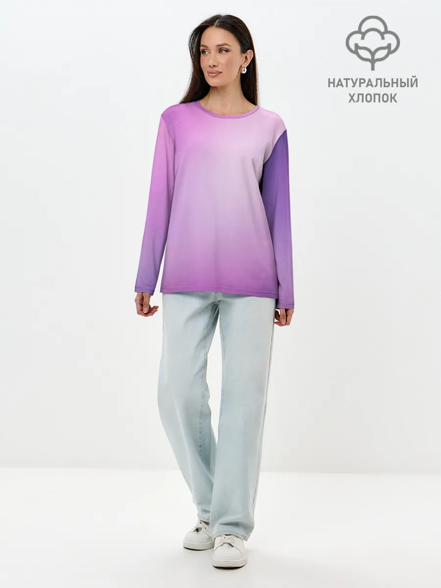 Лонгслив женский. Хлопок / Нежный фиолет