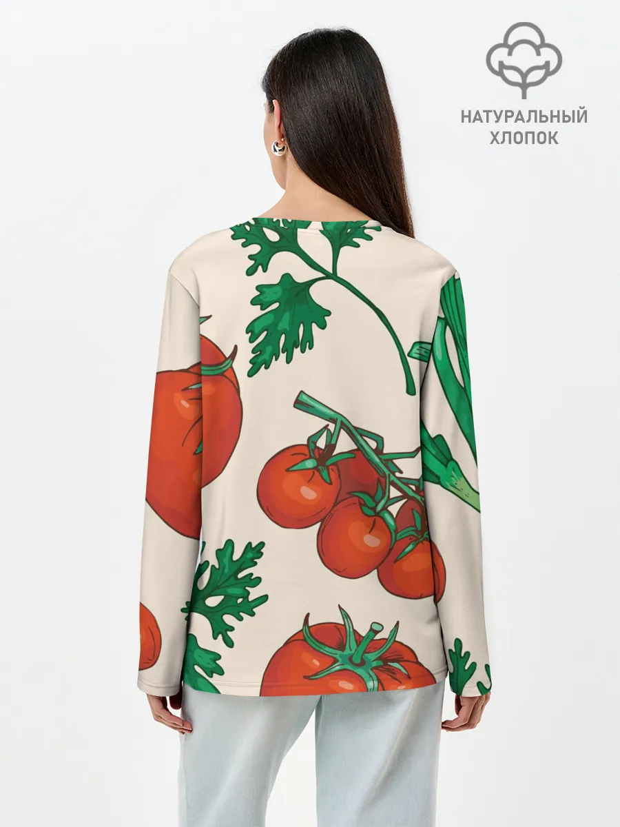 Лонгслив женский. Хлопок / Летние овощи