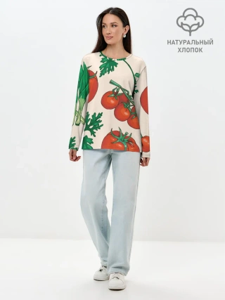 Лонгслив женский. Хлопок / Летние овощи