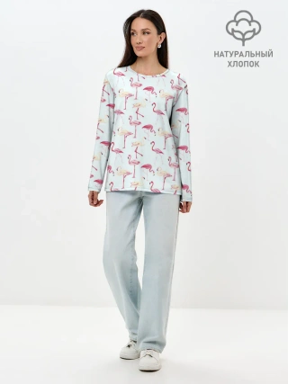 Лонгслив женский. Хлопок / Фламинго