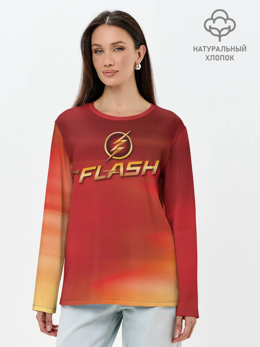 Лонгслив женский. Хлопок / The Flash Logo Pattern