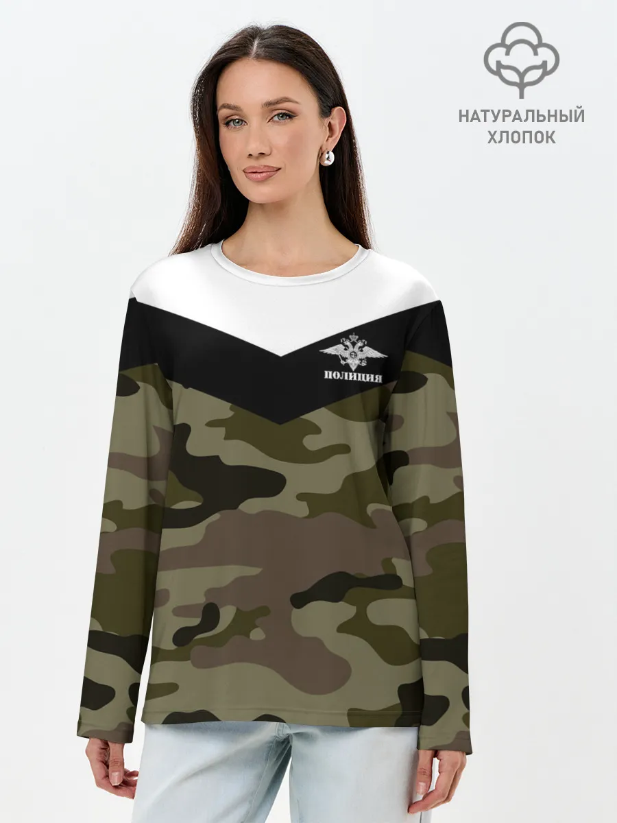 Лонгслив женский. Хлопок / Полиция