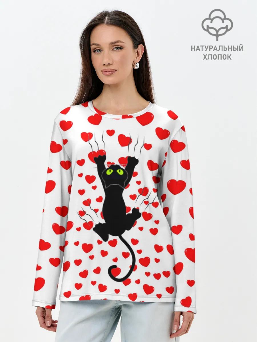 Лонгслив женский. Хлопок / Котейка