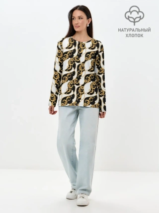 Лонгслив женский. Хлопок / Волновая вьюга