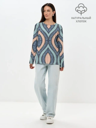 Лонгслив женский. Хлопок / Восточный орнамент