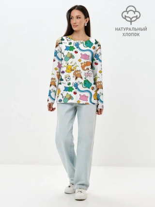 Лонгслив женский. Хлопок / ПОКЕМОНЫ