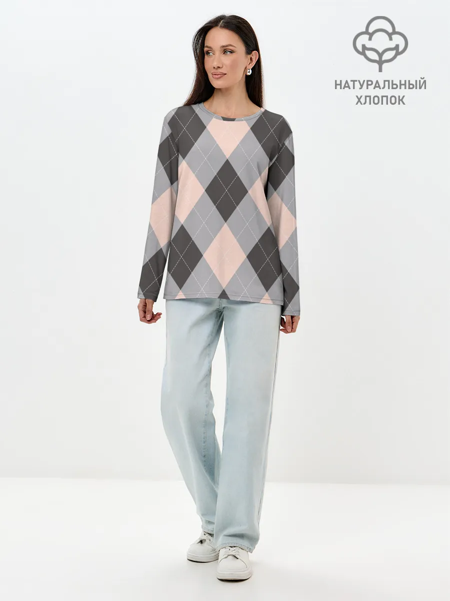 Лонгслив женский. Хлопок / Шотландка | Tartan