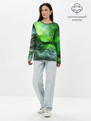 Лонгслив женский. Хлопок / GREEN SPACE | ЗЕЛЁНЫЙ КОСМОС