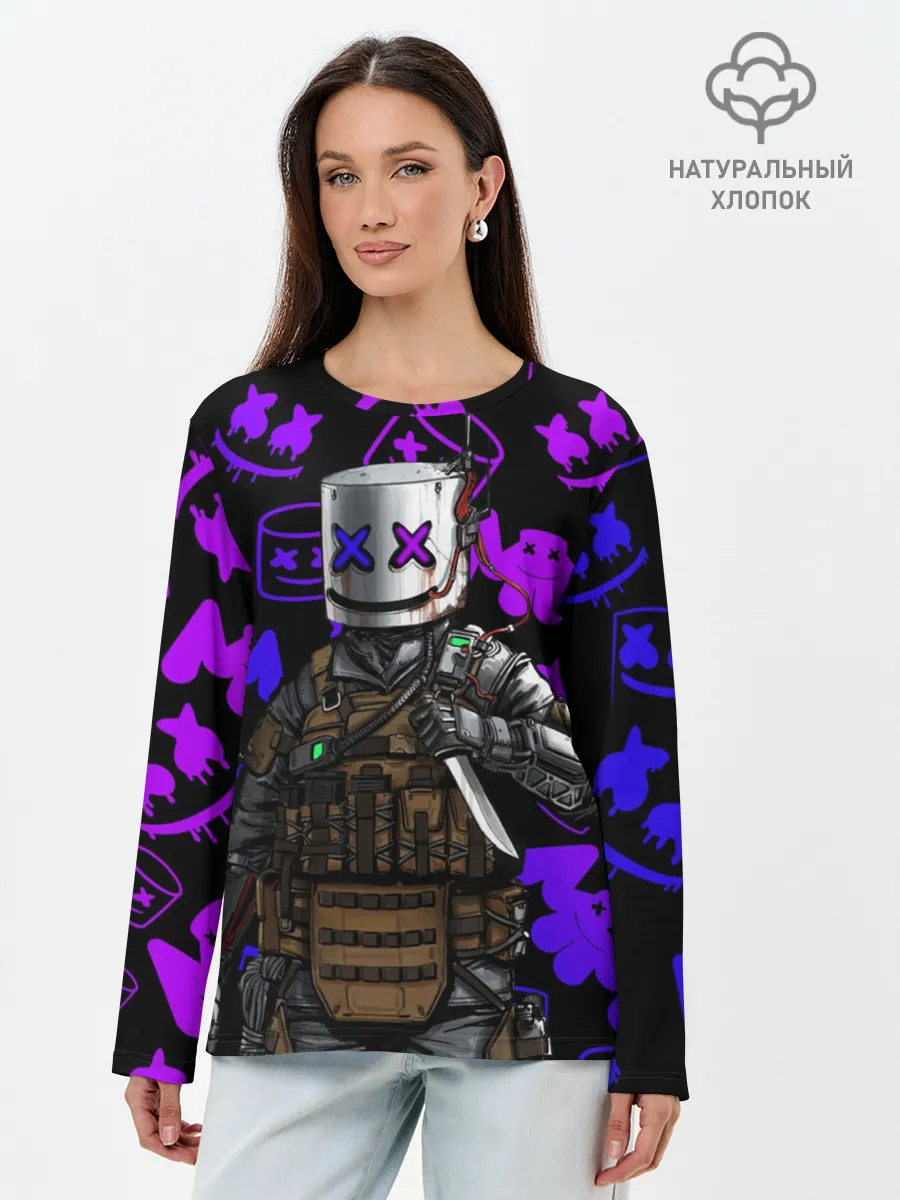 Лонгслив женский. Хлопок / MARSHMELLO FORTNITE