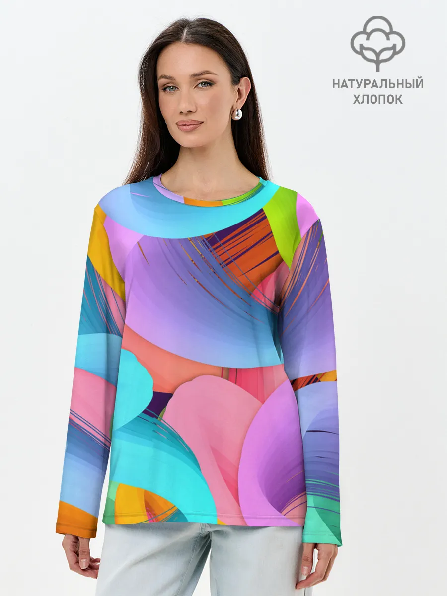 Лонгслив женский. Хлопок / абстракция