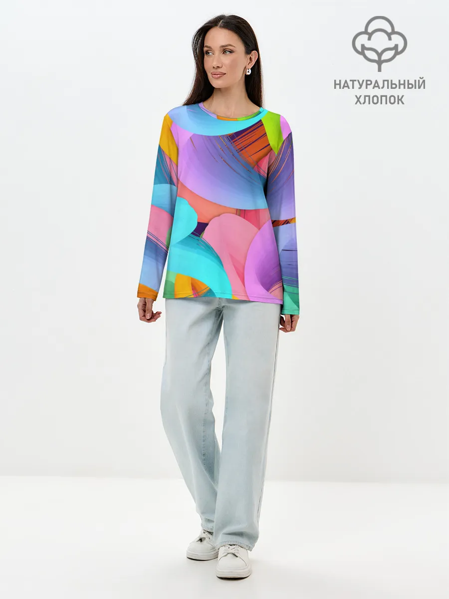 Лонгслив женский. Хлопок / абстракция