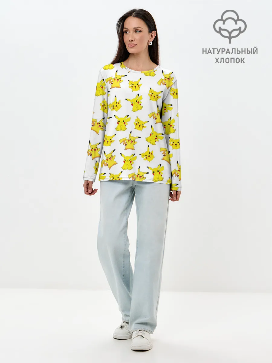 Лонгслив женский. Хлопок / ПИКАЧУ