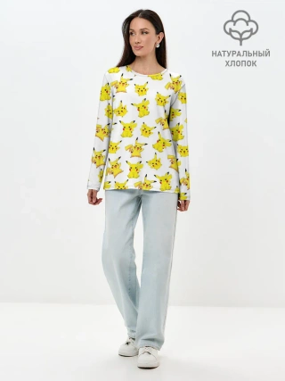 Лонгслив женский. Хлопок / ПИКАЧУ