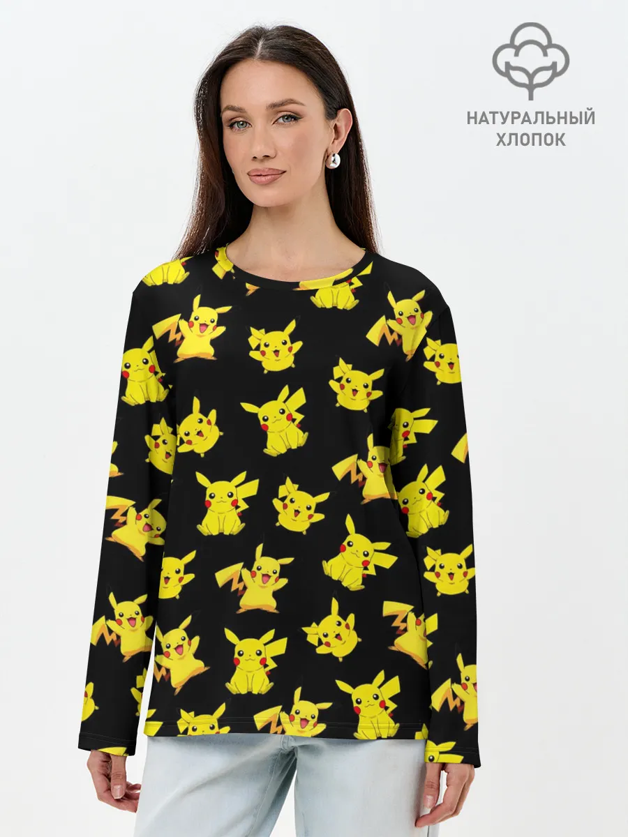Лонгслив женский. Хлопок / ПИКАЧУ