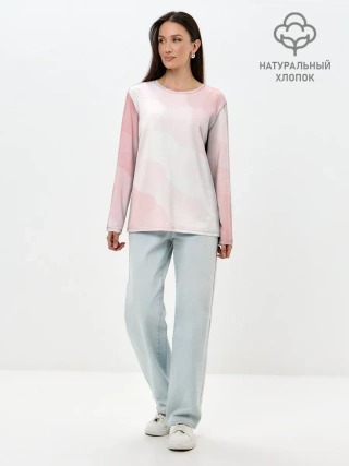 Лонгслив женский. Хлопок / Пикси кристаллы